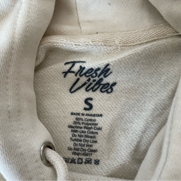 NEW FRESH VIBES PURE SMOKE CREAM HOODIE SZ SMALL S - Picture 2 of 5